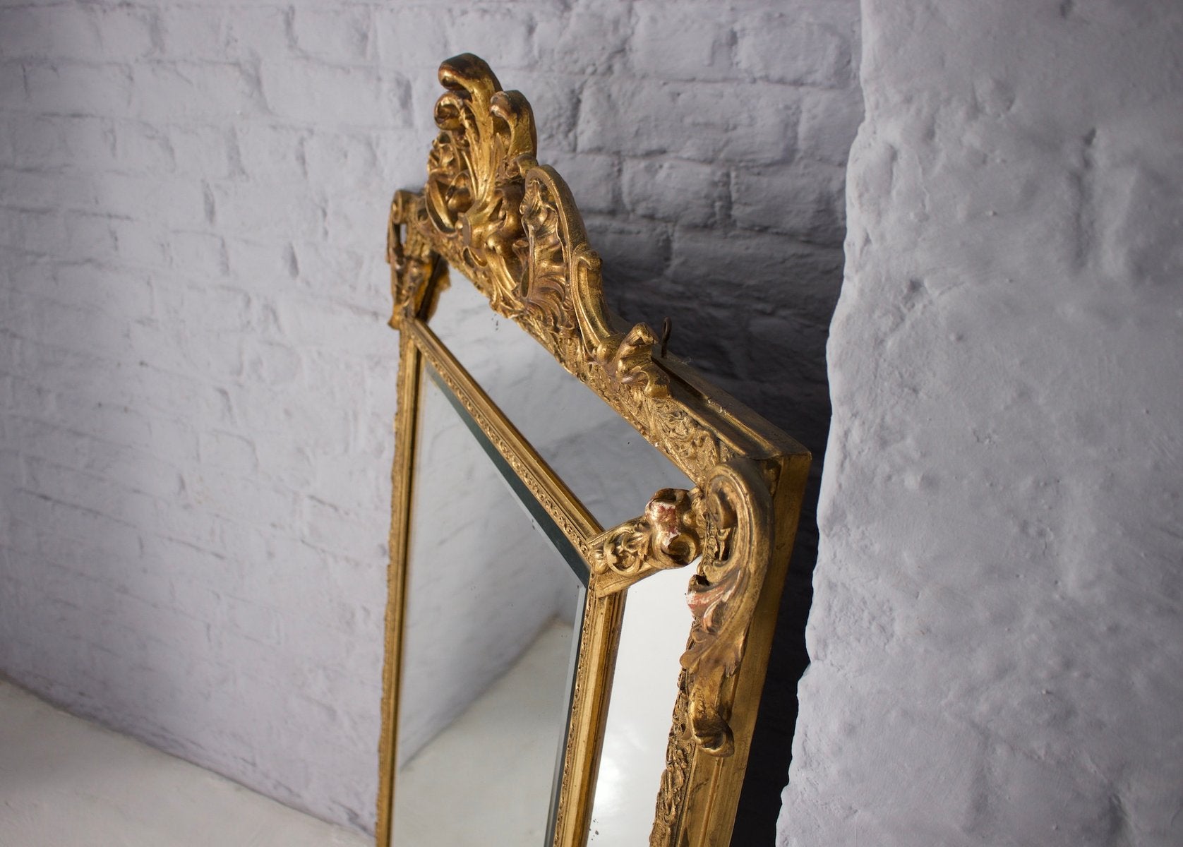 Antique Pillar Framed Mirror, 1890s