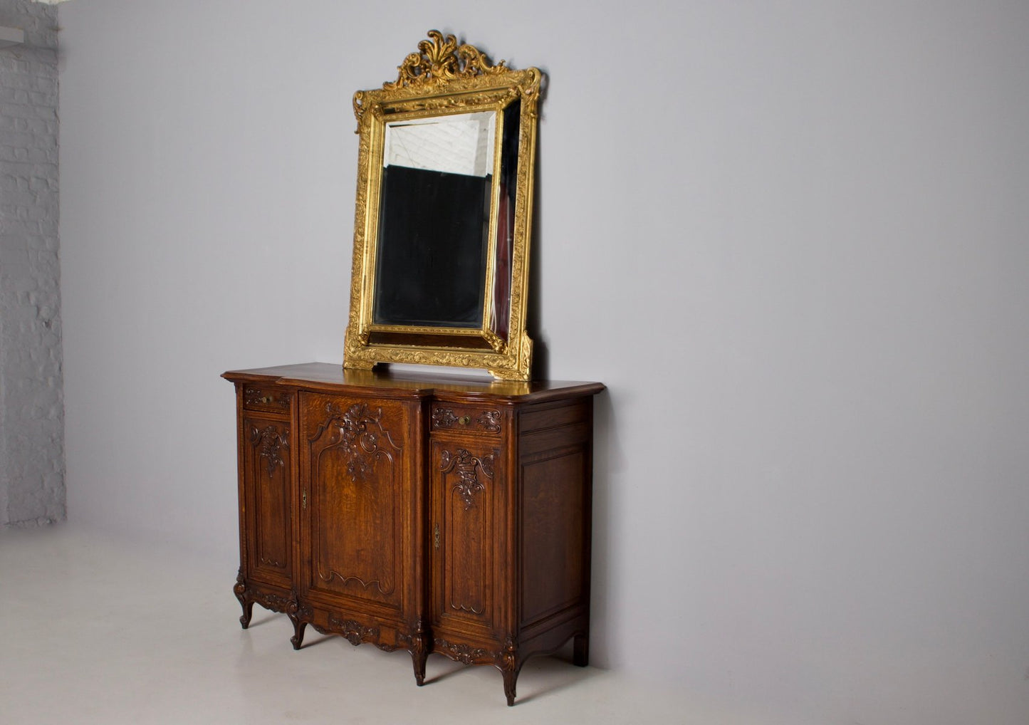 Antique Pillar Framed Mirror, 1890s