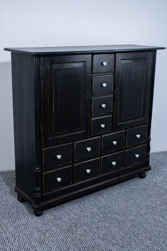 Antique Pine Cupboard with 12 Drawers, 1925