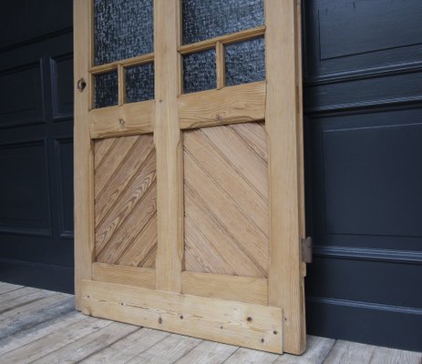 Antique Pine Door with Glass, 1890s-TAT-1767909