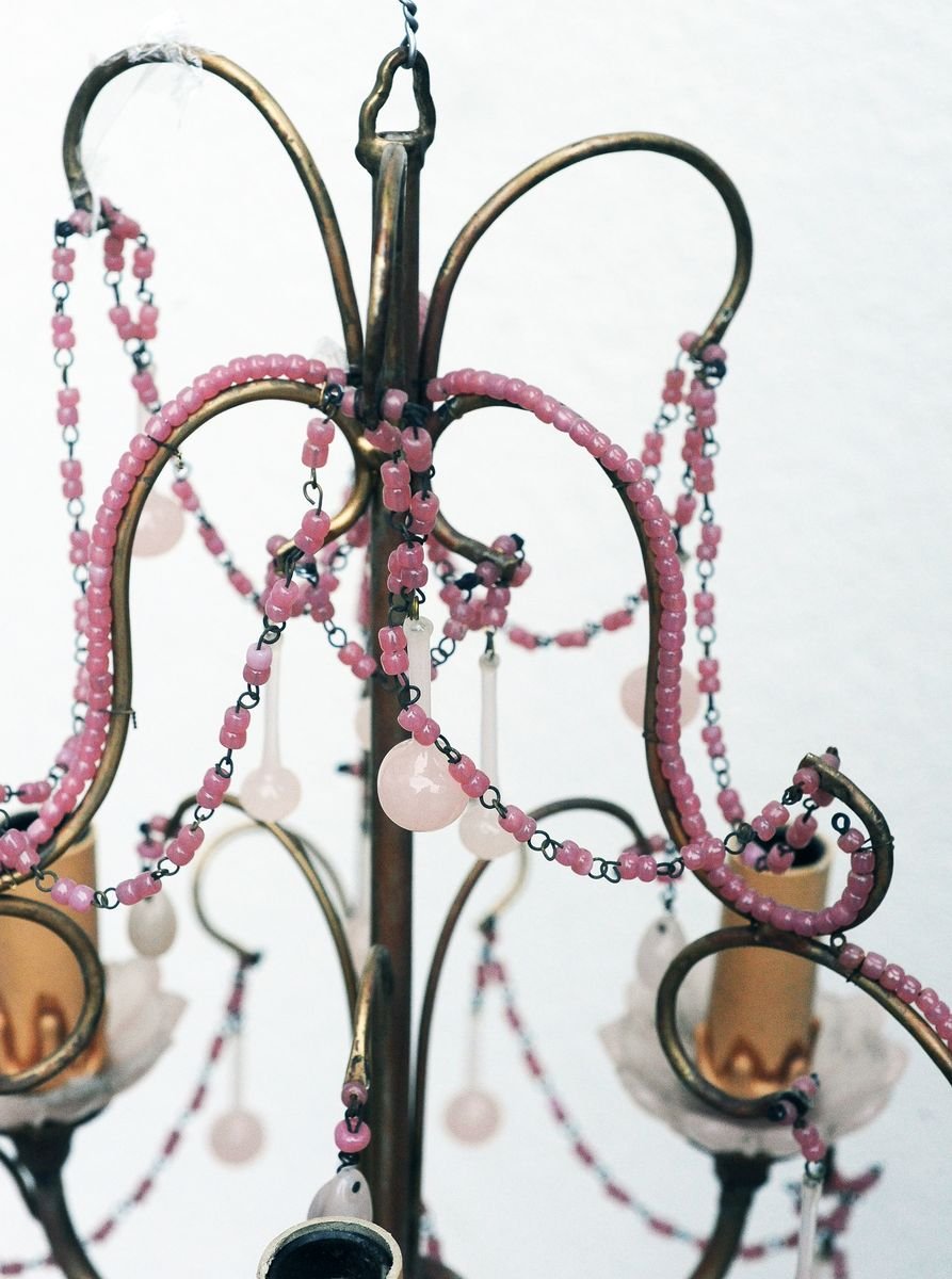 Antique Pink Opaline Chandelier