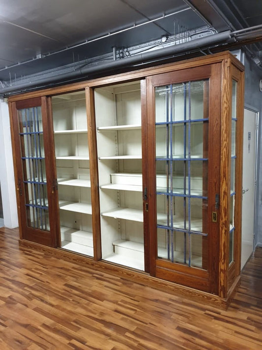 Antique Pitch Pine University Lab Cabinet, 1900s