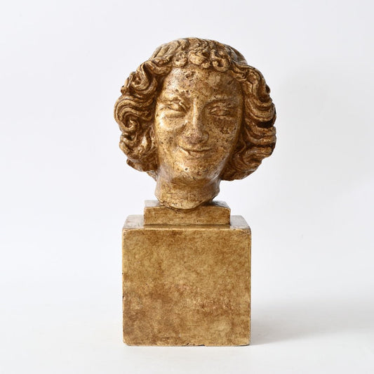 Antique Plaster Head of a Smiling Angel from Musée Du Louvre, 1890s