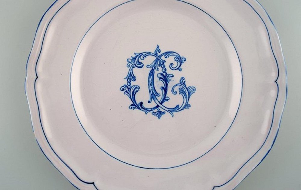 Antique Plates in Hand-Painted Faience by Emile Gallé for St. Clement, Set of 15