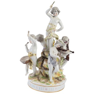 Antique Porcelain Group the Music Players-WFS-744707