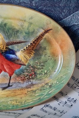 Antique Porcelain Hand-Painted Oval Serving Dish with Hunting Birds from Limoges-DVX-1287010