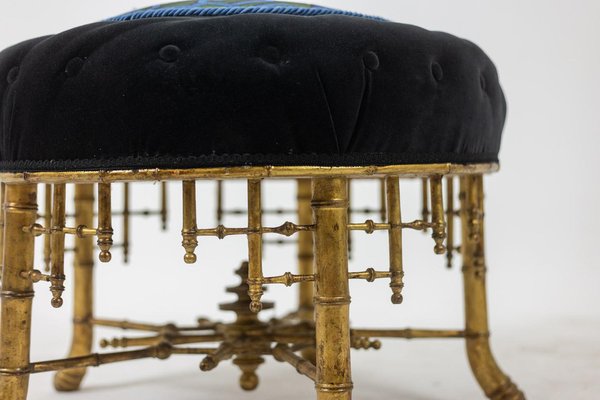 Antique Pouf in Gilded Wood, 1880-CEJ-1788075