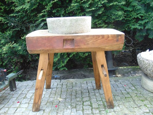 Antique Pre-War Burrs on Industrial Oak Table-CAQ-700465