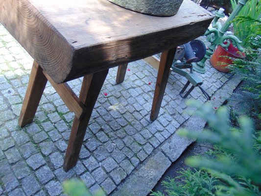 Antique Pre-War Burrs on Industrial Oak Table-CAQ-700465