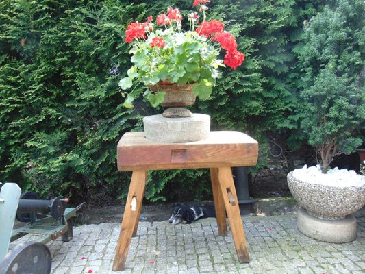 Antique Pre-War Burrs on Industrial Oak Table-CAQ-700465