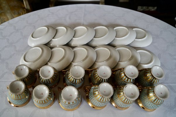 Antique Queen Marie Antoinette Coffee and Tea Service from Rue Thiroux Paris Porcelain, France, 1825, Set of 16-DVX-2025949