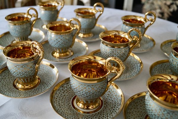 Antique Queen Marie Antoinette Coffee and Tea Service from Rue Thiroux Paris Porcelain, France, 1825, Set of 16-DVX-2025949