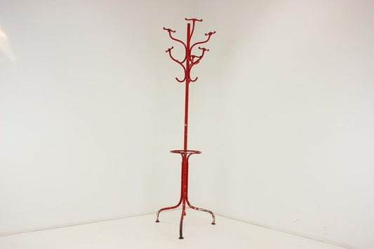 Antique Red Cast Iron Coat Rack, 1920s