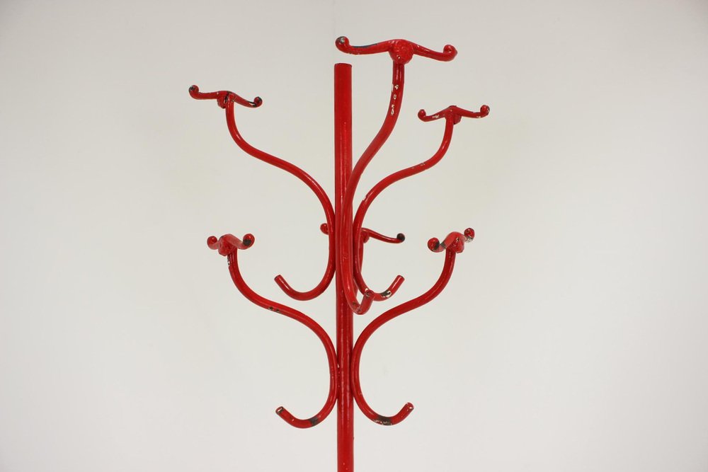 Antique Red Cast Iron Coat Rack, 1920s