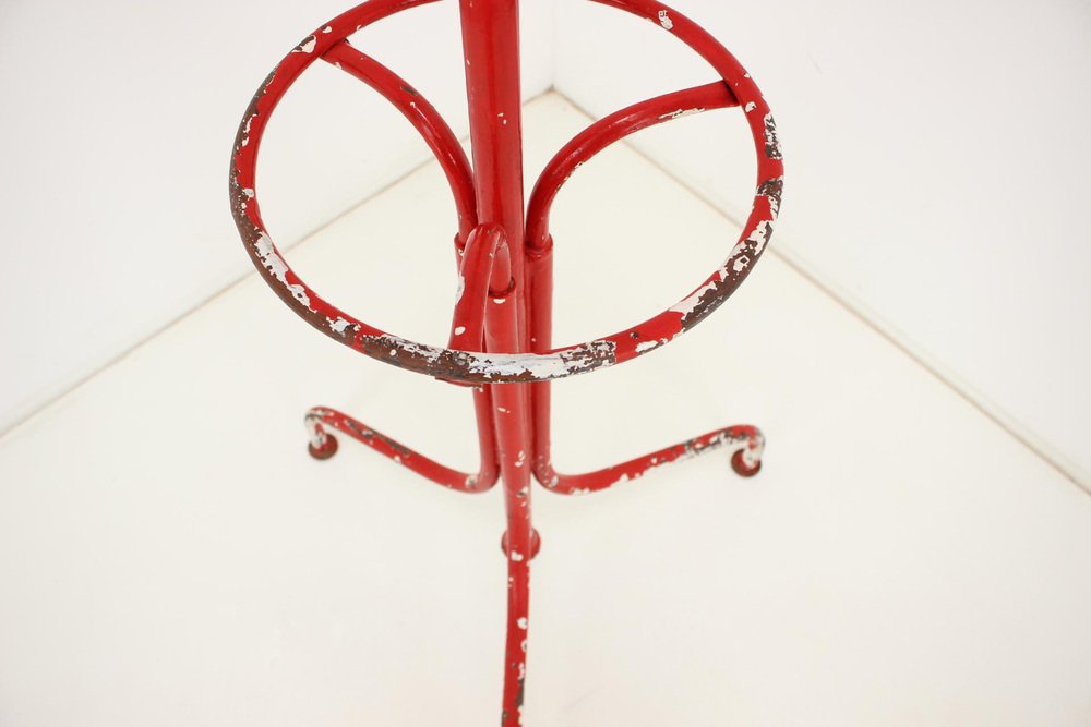 Antique Red Cast Iron Coat Rack, 1920s