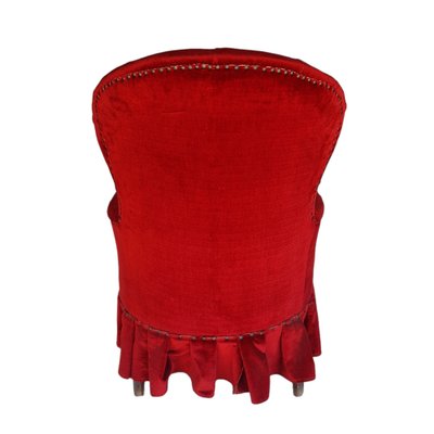 Antique Red Velvet One Seater Sofa-TCS-1241051