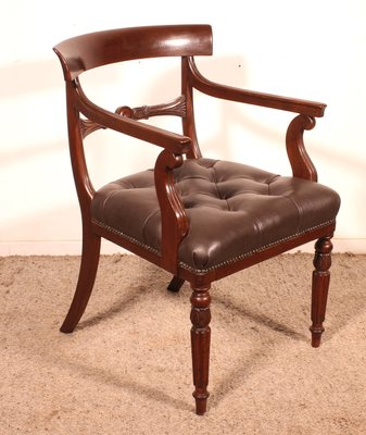 Antique Regency Office Chair in Mahogany, 1810-HPU-2034552