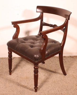 Antique Regency Office Chair in Mahogany, 1810-HPU-2034552