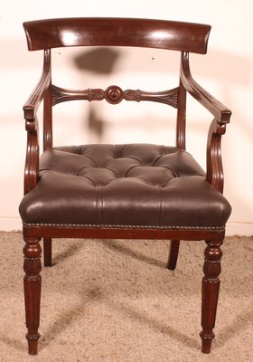 Antique Regency Office Chair in Mahogany, 1810-HPU-2034552