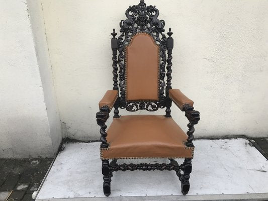 Antique Renaissance 19th Century Throne Chairs-WQQ-1160552