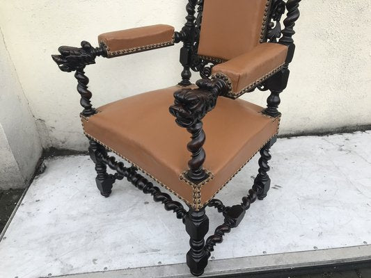 Antique Renaissance 19th Century Throne Chairs-WQQ-1160552