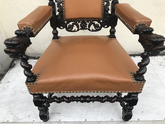 Antique Renaissance 19th Century Throne Chairs-WQQ-1160552