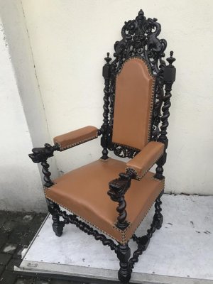 Antique Renaissance 19th Century Throne Chairs-WQQ-1160552