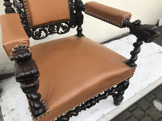 Antique Renaissance 19th Century Throne Chairs-WQQ-1160552