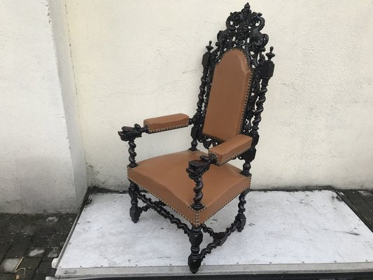 Antique Renaissance 19th Century Throne Chairs-WQQ-1160552