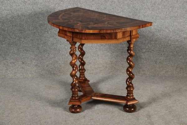 Antique Renaissance Demi Lune Console Table Walnut Inlays, 1700s-DXD-2021900