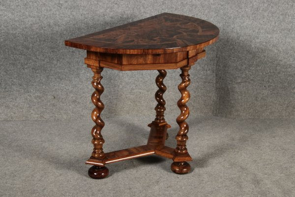 Antique Renaissance Demi Lune Console Table Walnut Inlays, 1700s-DXD-2021900