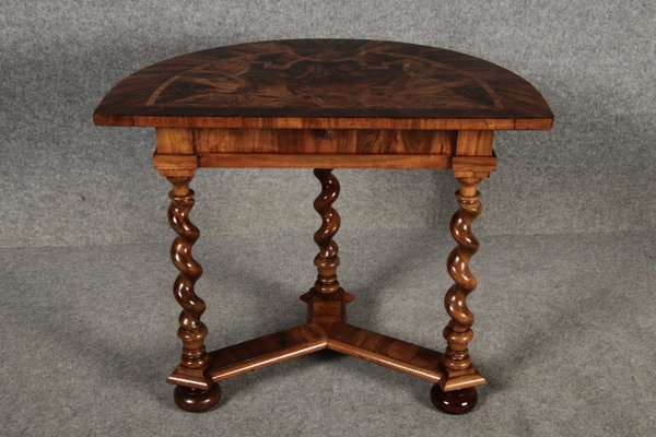 Antique Renaissance Demi Lune Console Table Walnut Inlays, 1700s-DXD-2021900