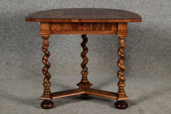 Antique Renaissance Demi Lune Console Table Walnut Inlays, 1700s-DXD-2021900