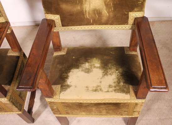 Antique Renaissance Italian Walnut Armchairs, 1600s, Set of 2-HPU-729892