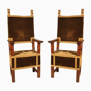 Antique Renaissance Italian Walnut Armchairs, 1600s, Set of 2-HPU-729892