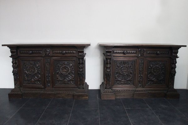 Antique Renaissance Style Carved Sideboard-IJR-593585