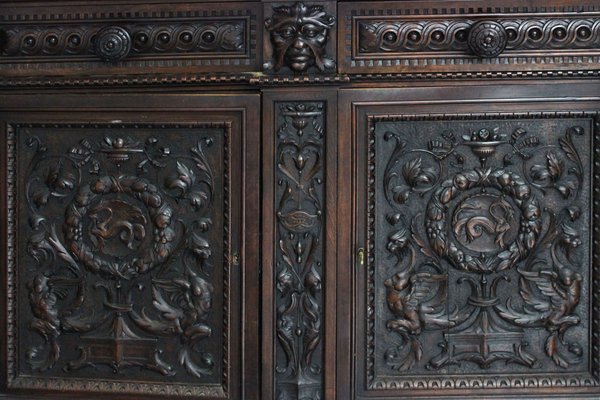 Antique Renaissance Style Carved Sideboard-IJR-593585