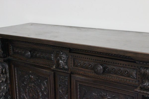 Antique Renaissance Style Carved Sideboard-IJR-593585