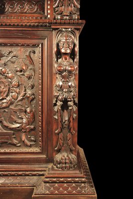 Antique Renaissance Style Carved Sideboard-IJR-593585