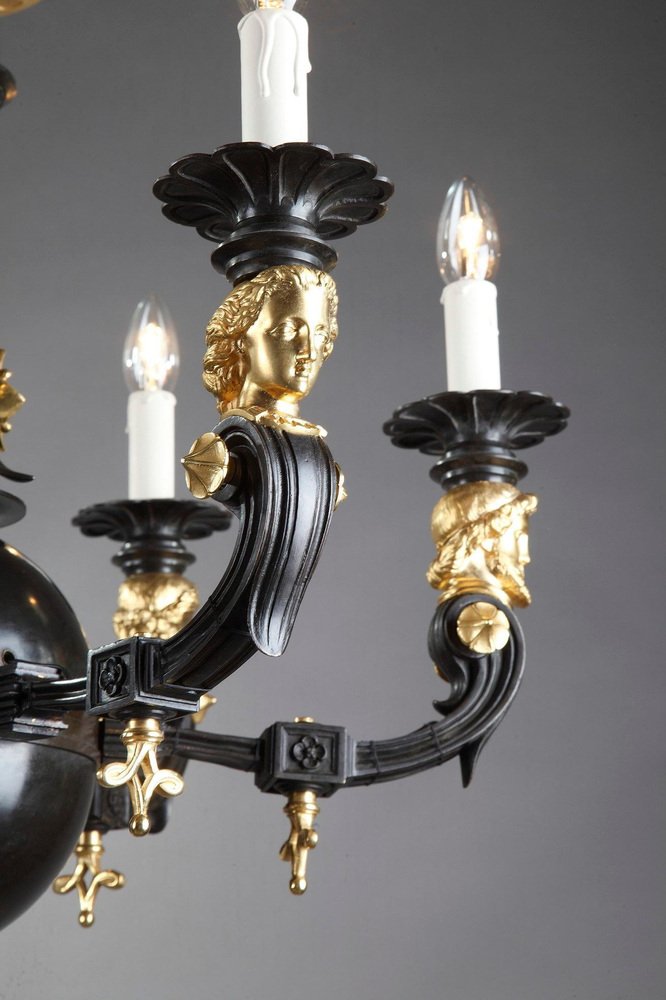 Antique Restoration Six-Light Bronze Chandelier