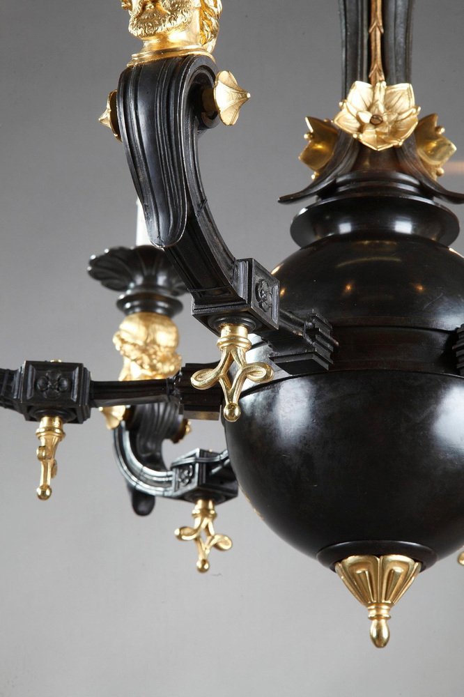 Antique Restoration Six-Light Bronze Chandelier