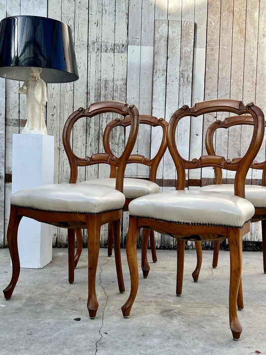 Antique Rococo Revival Style Dining Chairs in Mahogany, 1860, Set of 4