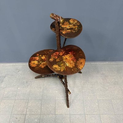 Antique Rose Branches Plant Table with Flower-Painted Plateaus-NPL-2016950