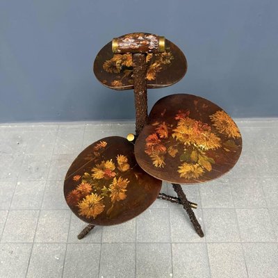 Antique Rose Branches Plant Table with Flower-Painted Plateaus-NPL-2016950