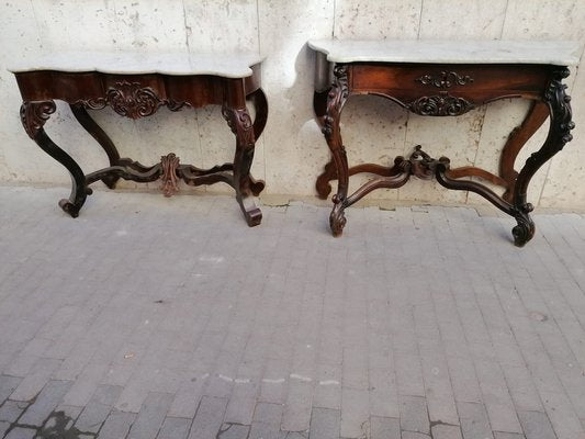 Antique Rosewood Console Tables, Set of 2-OLY-847983