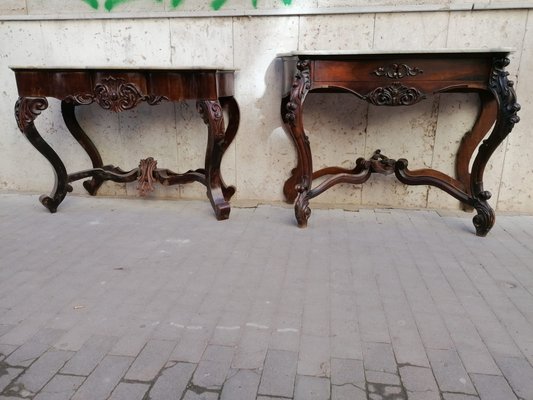 Antique Rosewood Console Tables, Set of 2-OLY-847983