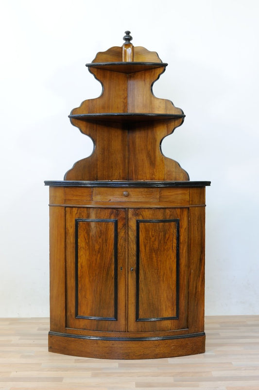 Antique Rounded Front End Walnut Corner Sideboard