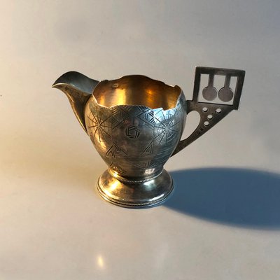 Antique Russian Art Nouveau Engraved Creamer by Antip Kuzmichev, Russia-HWV-1150708