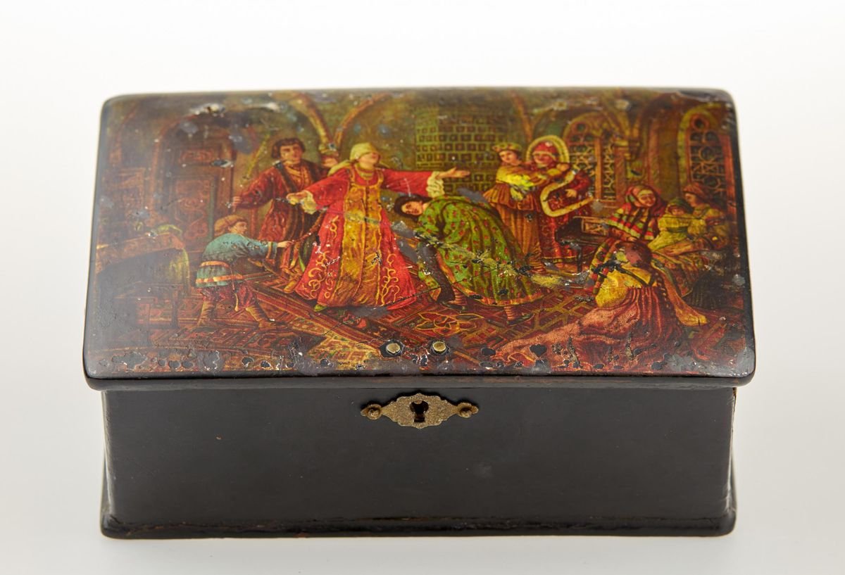 Antique Russian Game of Blind Man's Buff Box