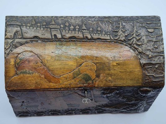 Antique Russian Wooden Box with Basma Abramtsevo-OZS-1360256